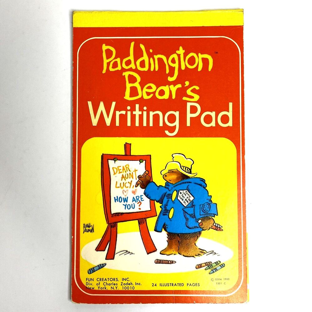 Vintage 1980 Paddington Bears‎ Writing Pad Stationery Paper Illustrated 6 Pages